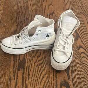 Converse All Star White Canvas High-Tops platform